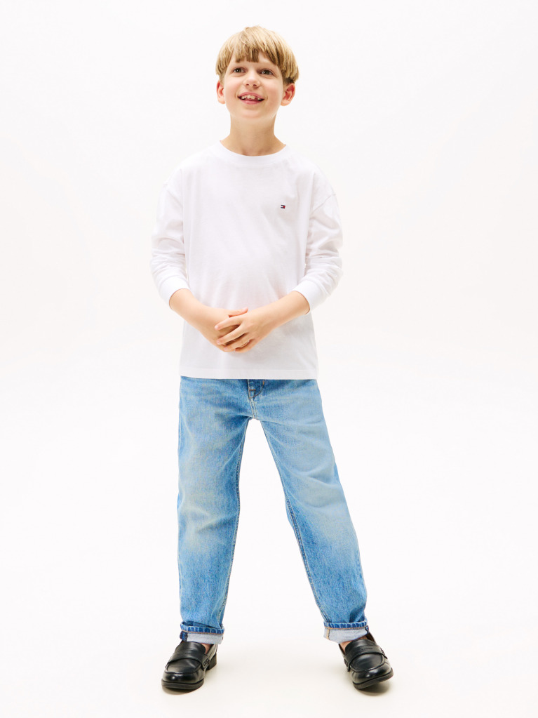 White Essential Jersey Long Sleeve T-Shirt  Boys