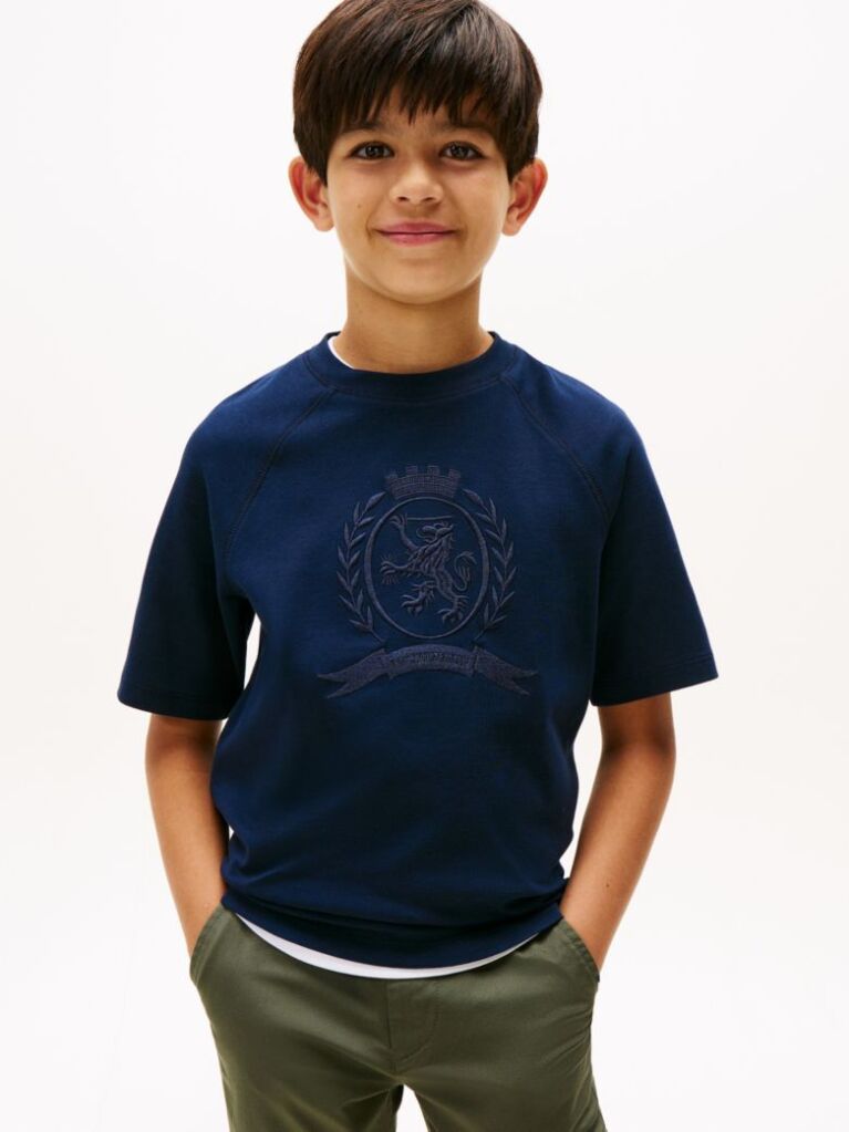 Blue Tonal TH Crest Crew Neck T-Shirt  Boys