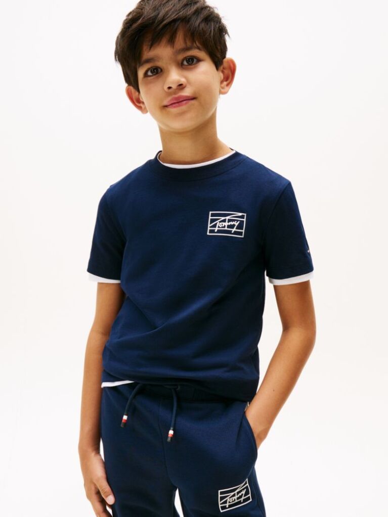Blue Varsity TH Signature Logo Flag T-Shirt  Boys