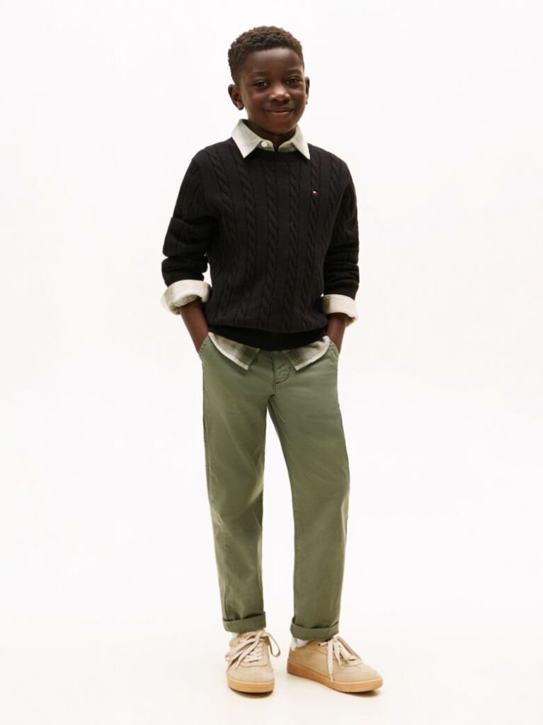 Green Essential Herringbone Cargo Trousers  Boys