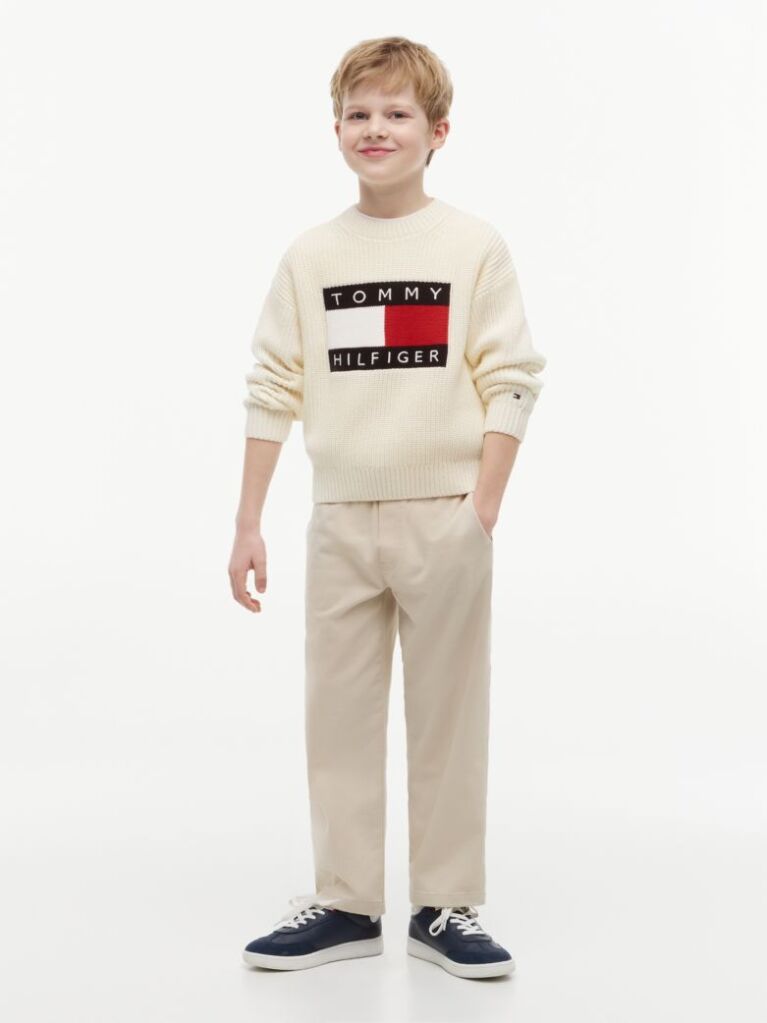 Beige Heritage Flag Chunky Knit Jumper  Boys