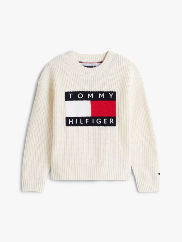 Beige Heritage Flag Chunky Knit Jumper  Boys