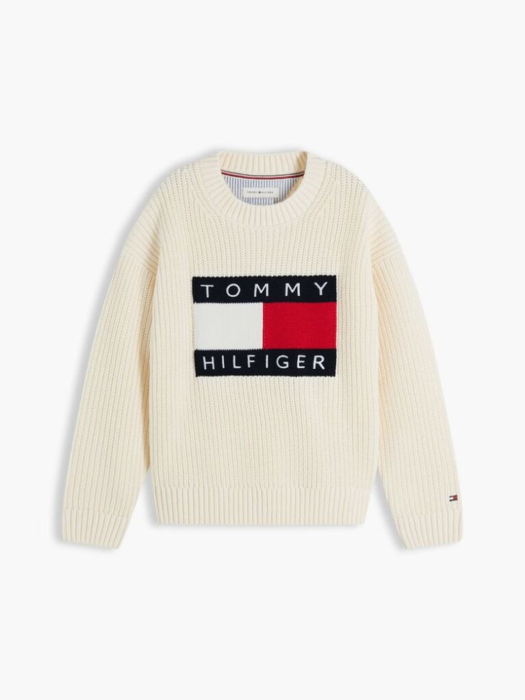 Beige Heritage Flag Chunky Knit Jumper  Boys