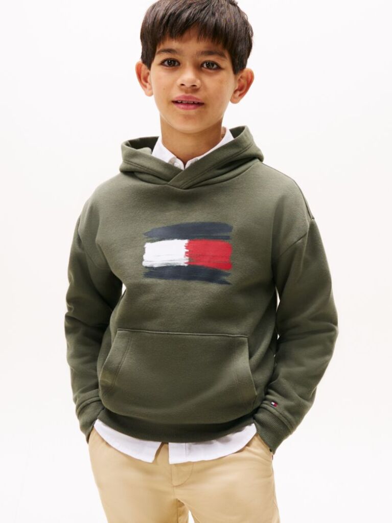 Green Hilfiger Flag Hoody  Boys