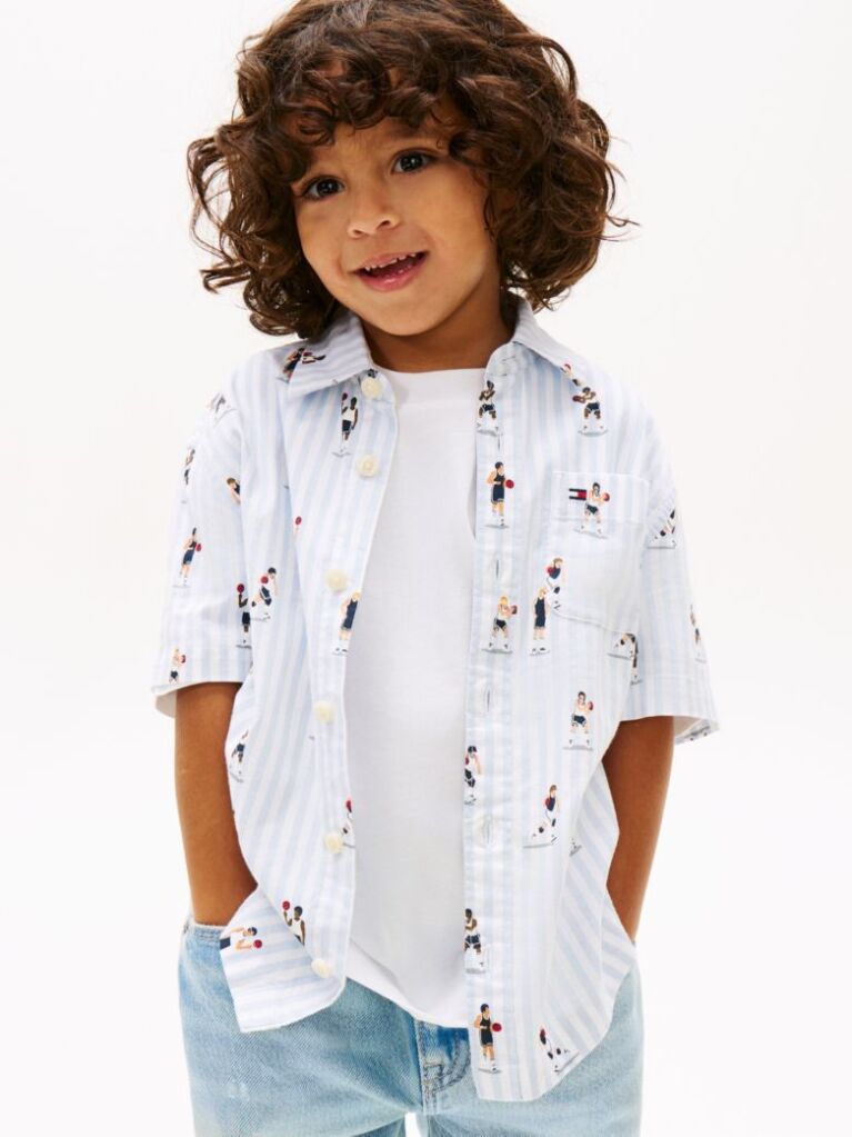 Multi Print Ithaca Stripe Short Sleeve Oxford Shirt  Boys