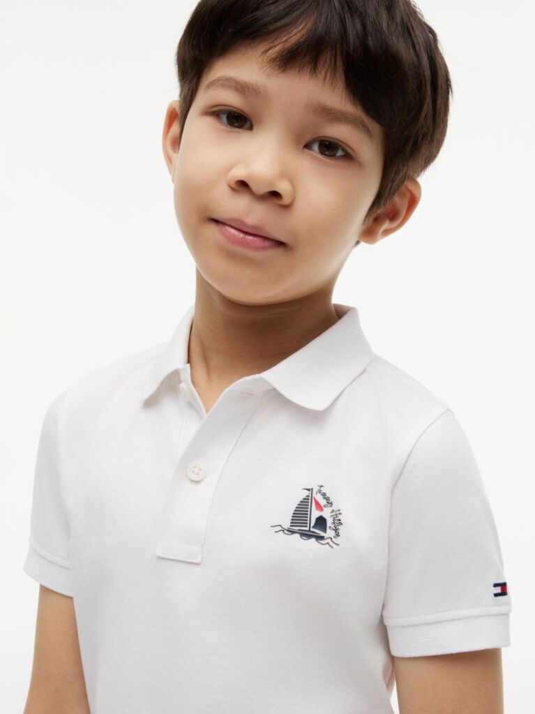 White Regular Fit Logo Polo Shirt  Boys