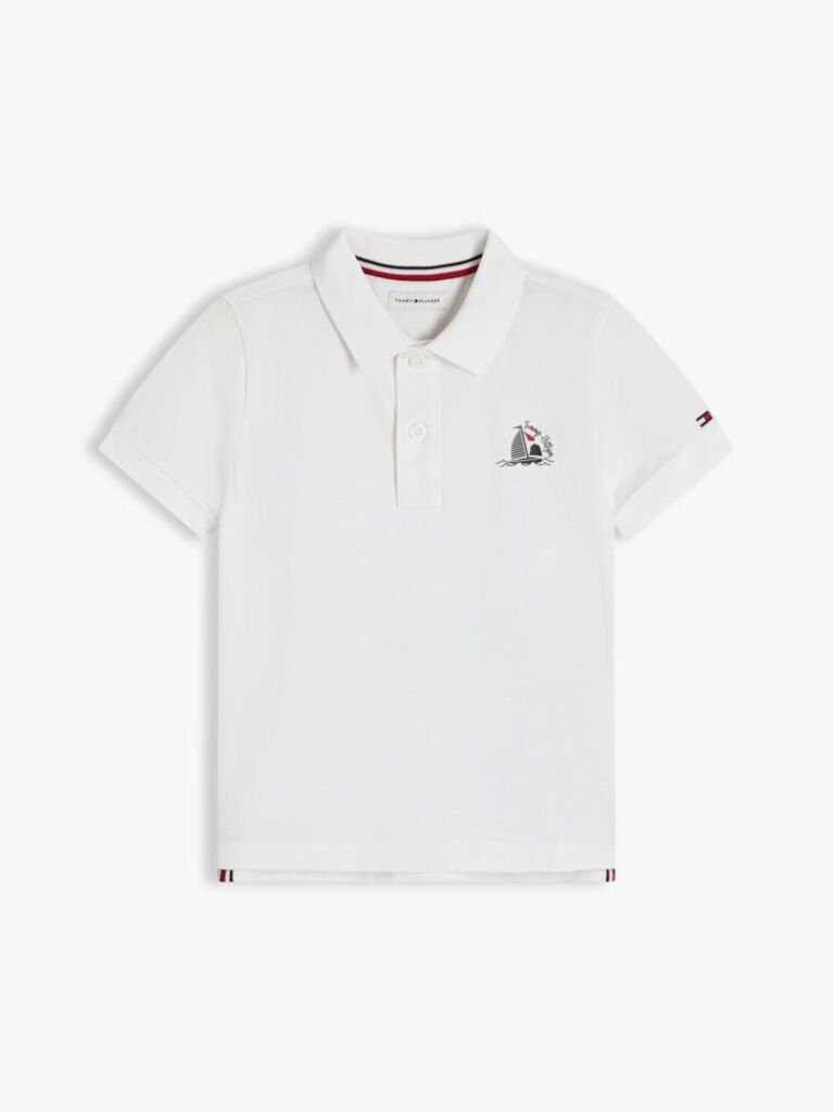 White Regular Fit Logo Polo Shirt  Boys