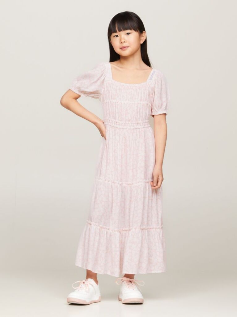 Pink Ditsy Floral Print Dress And Scrunchie Set  Girls