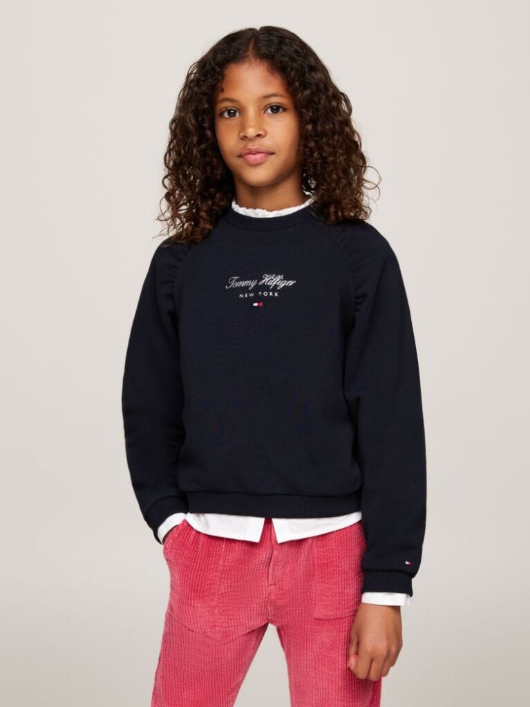 Blue Script Logo Relaxed Sweatshirt  Girls