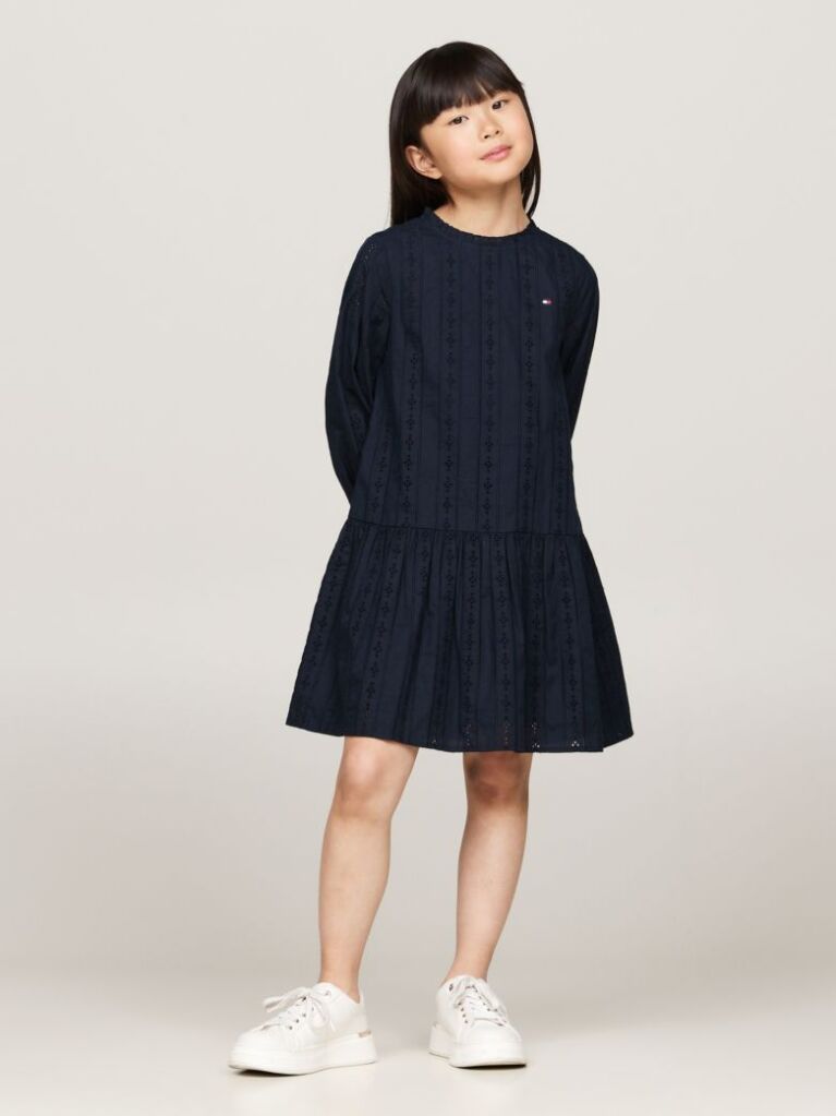 Blue Hilfiger Monotype Broderie Anglaise Dress  Girls