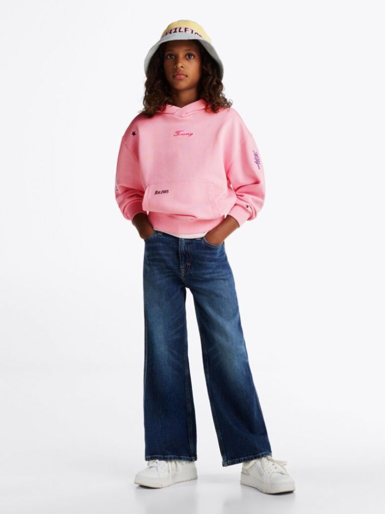 Blue Dark Wash Wide Leg Jeans  Girls