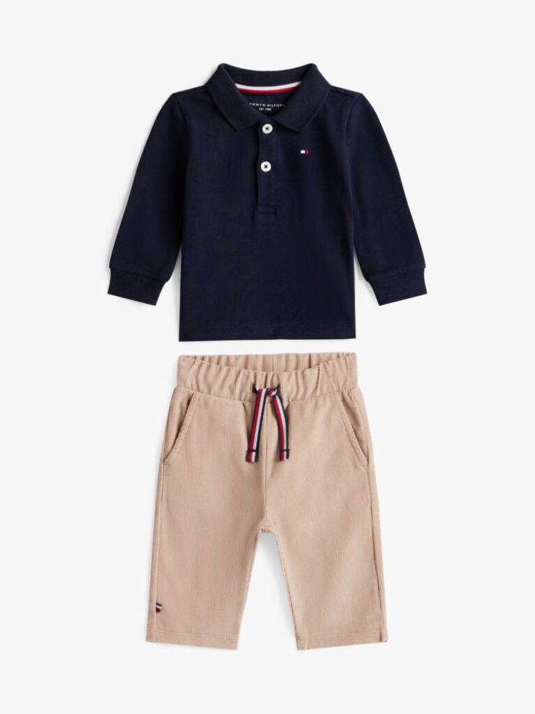Beige Polo And Pant Giftbox  Newborn