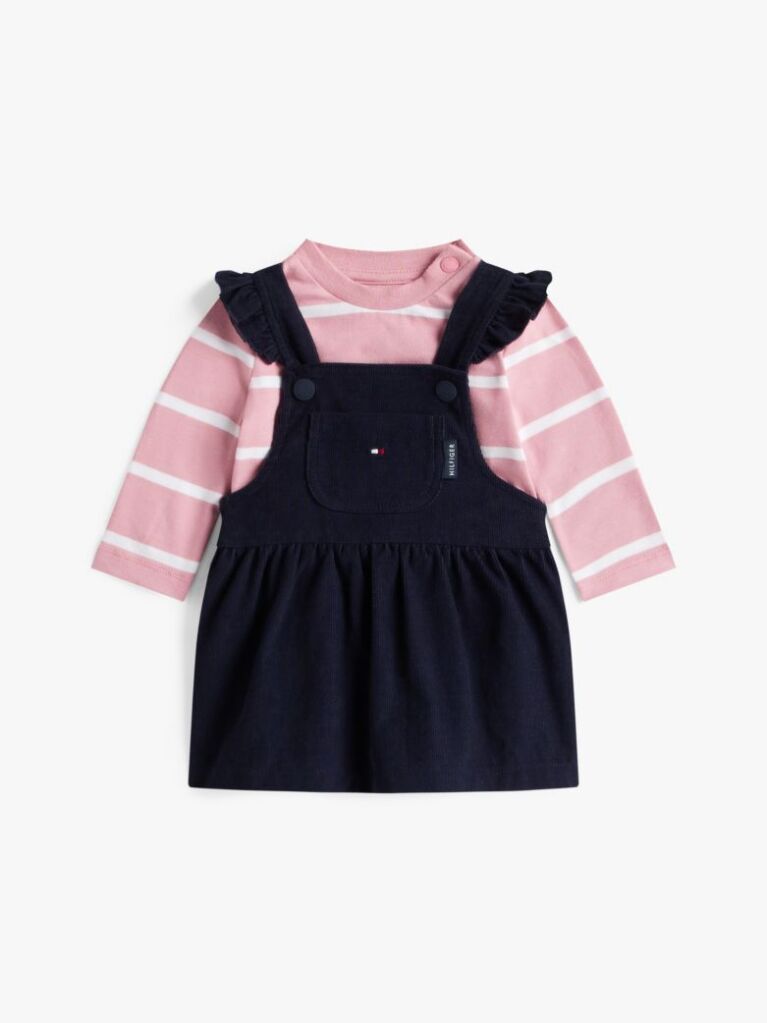Blue Corduroy Dungaree Dress And Top Gift Set  Newborn