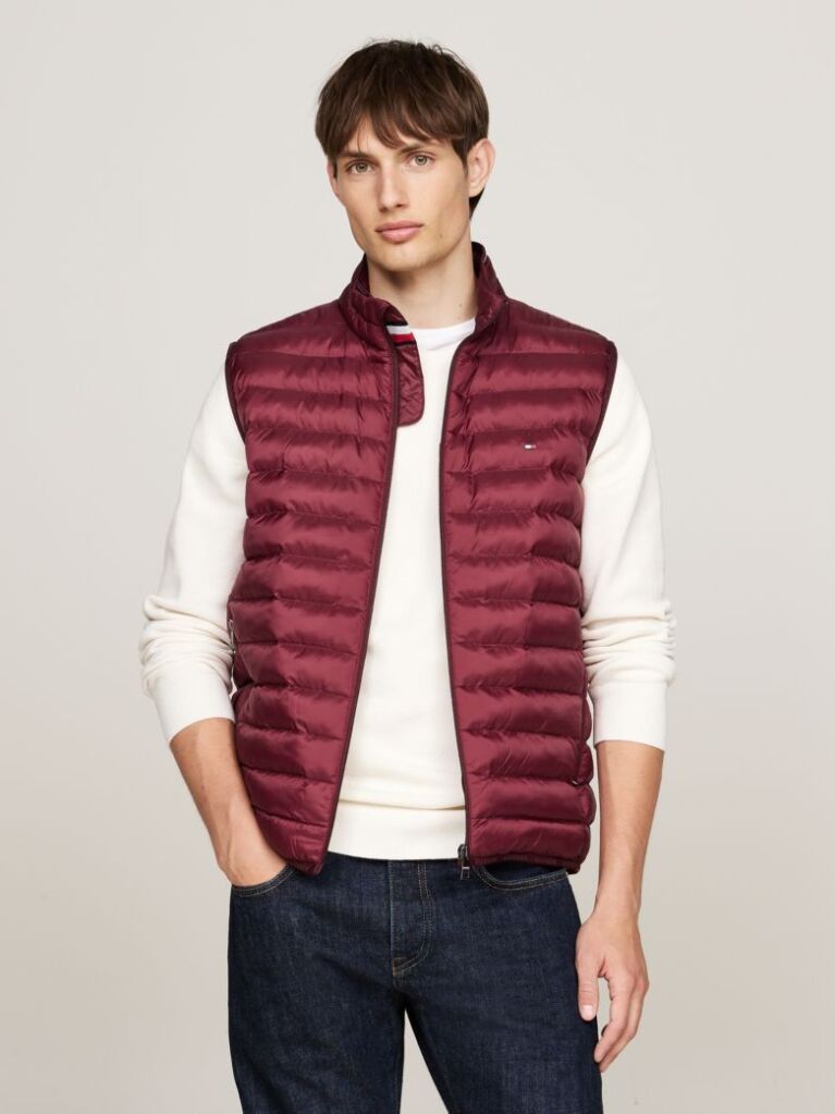 Red PACKAGING QUILTED VEST FROM RECYCLED MATERIALS  Men