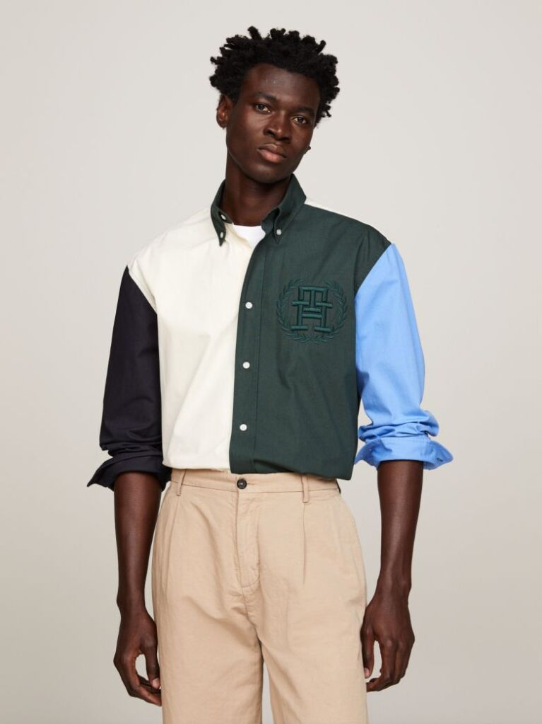 Multi Colour-Blocked Archive Crest Logo Regular Shirt  Men
