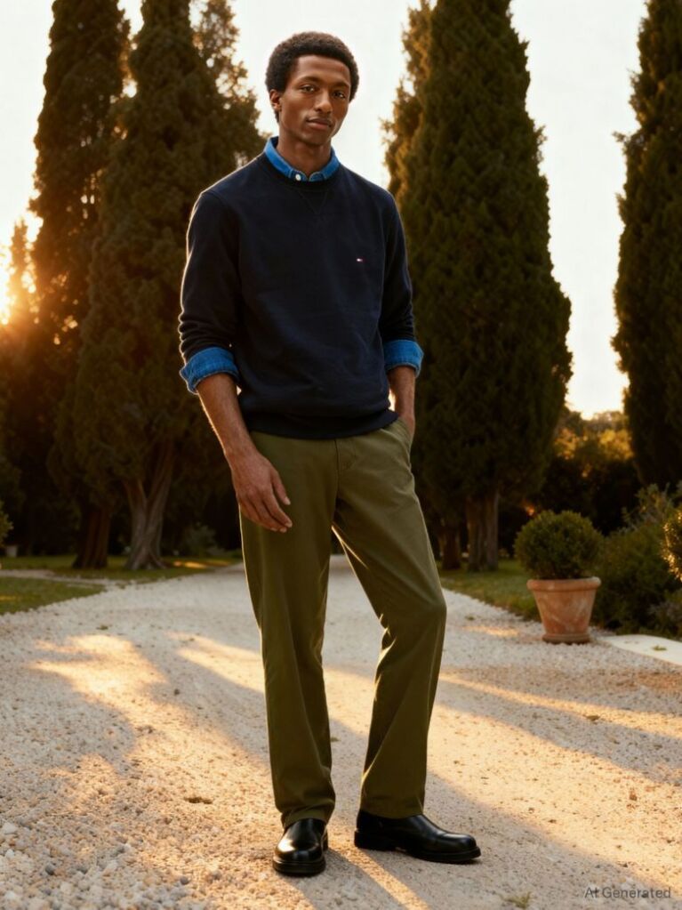 Blue Fleece Crew Neck Sweatshirt  Men