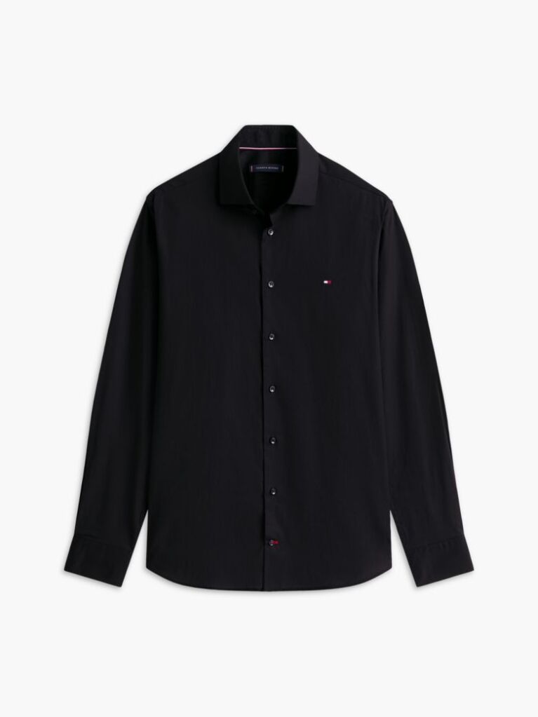 Black Flex Slim Fit Poplin Shirt  Men