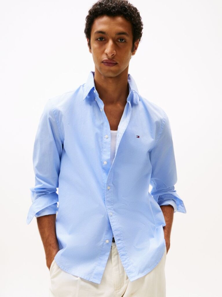 Blue TH Flex Regular Fit Print Shirt  Men