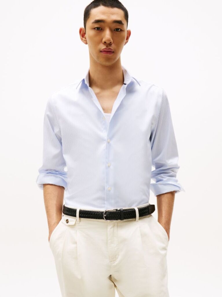 Blue Smart Casual Regular Fit Stripe Shirt  Men
