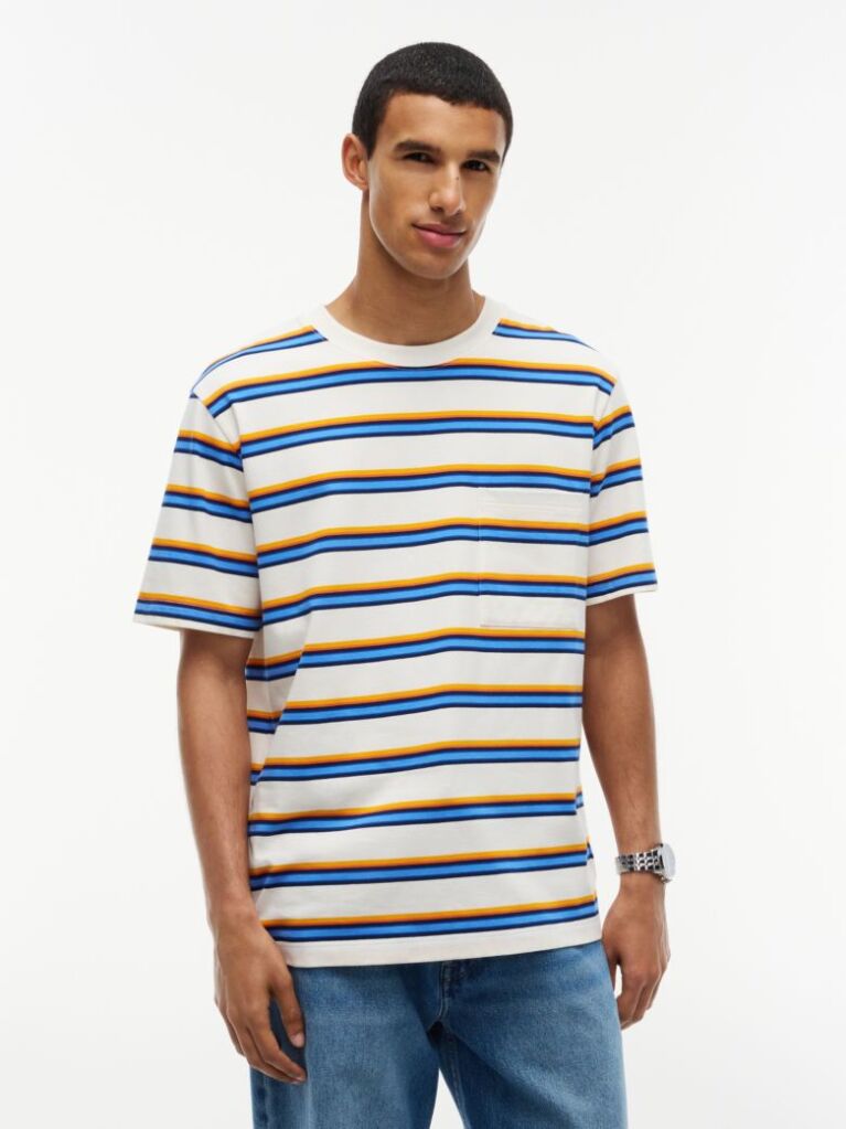 Multi Mixed Stripe Relaxed Jersey T-Shirt  Men