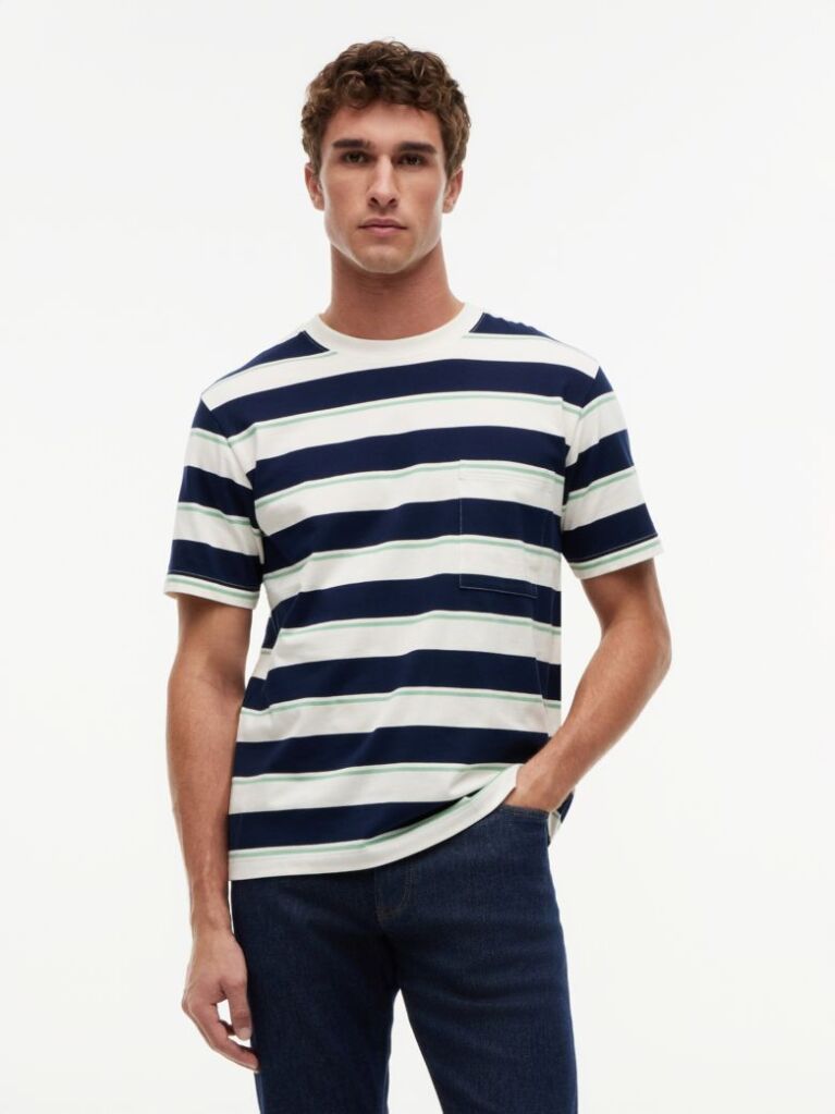 Multi Mixed Stripe Relaxed Jersey T-Shirt  Men