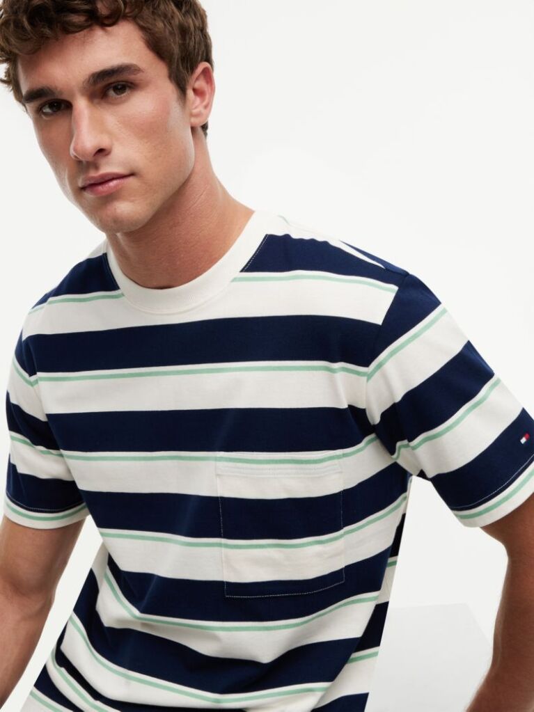 Multi Mixed Stripe Relaxed Jersey T-Shirt  Men