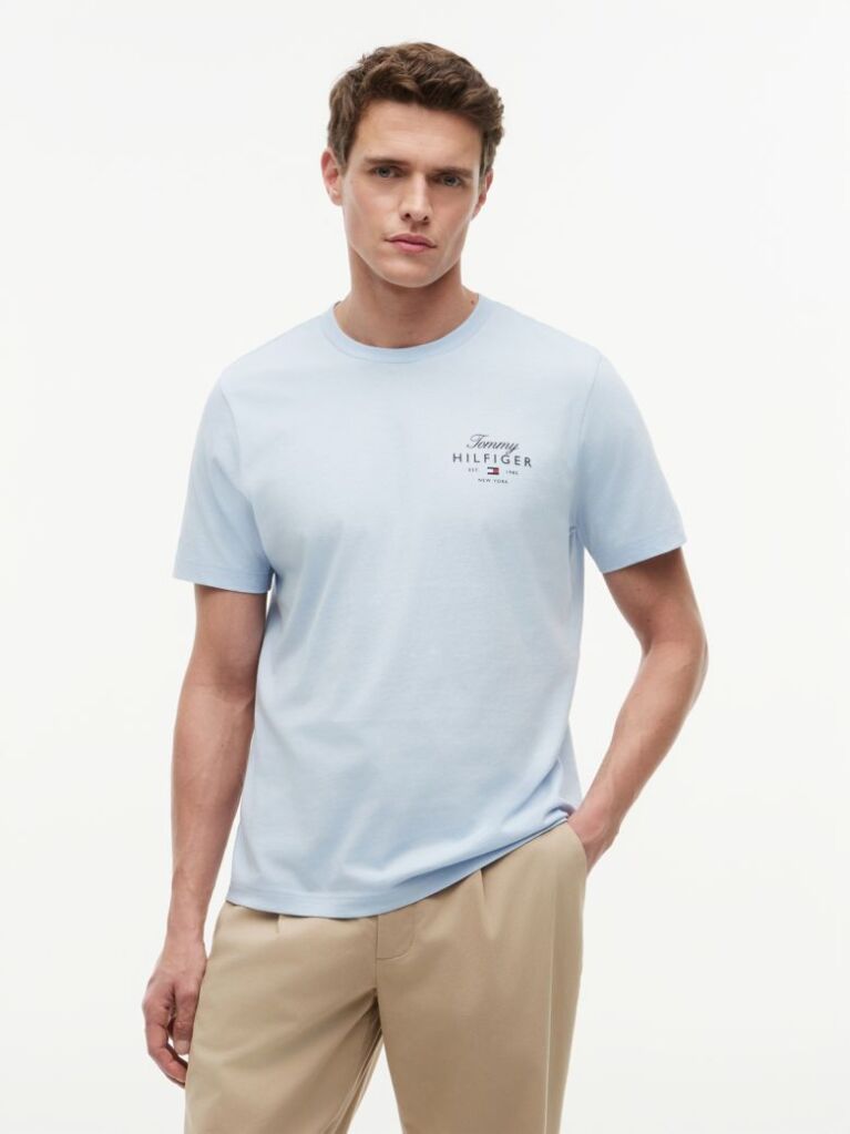 Blue Logo Jersey Crew Neck T-Shirt  Men