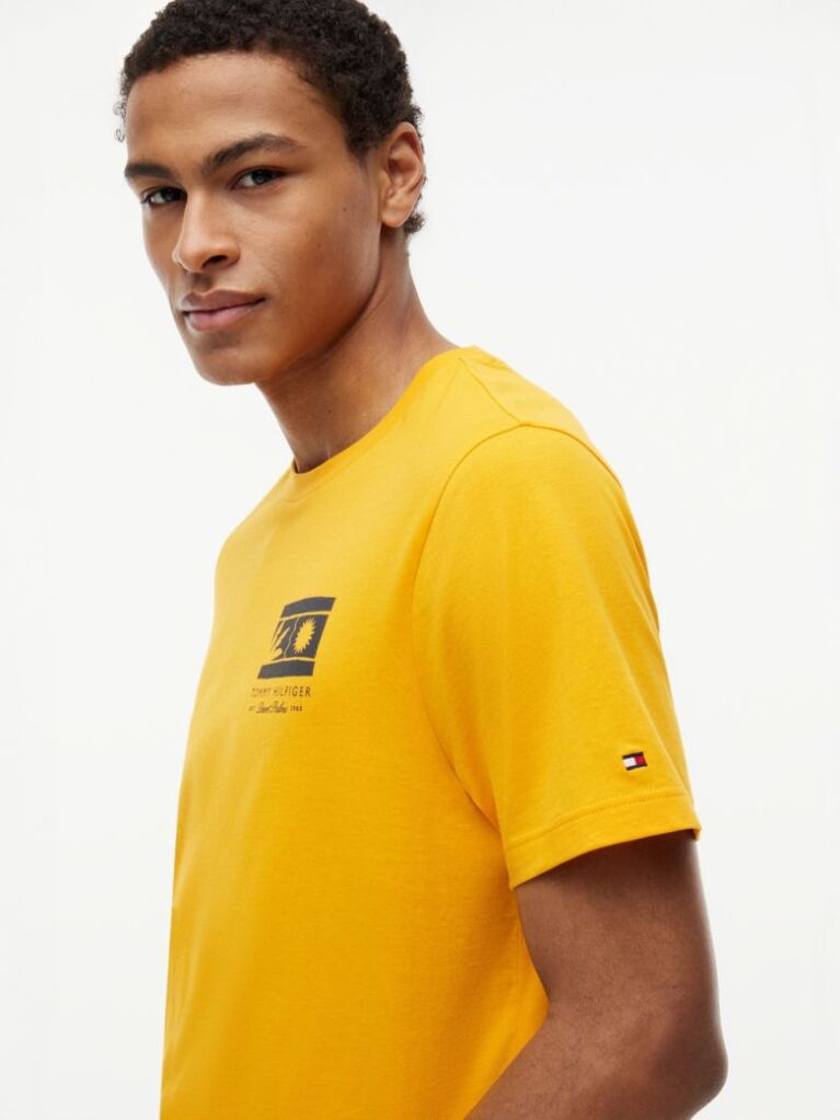 Orange Logo Graphic Jersey Crew Neck T-Shirt  Men