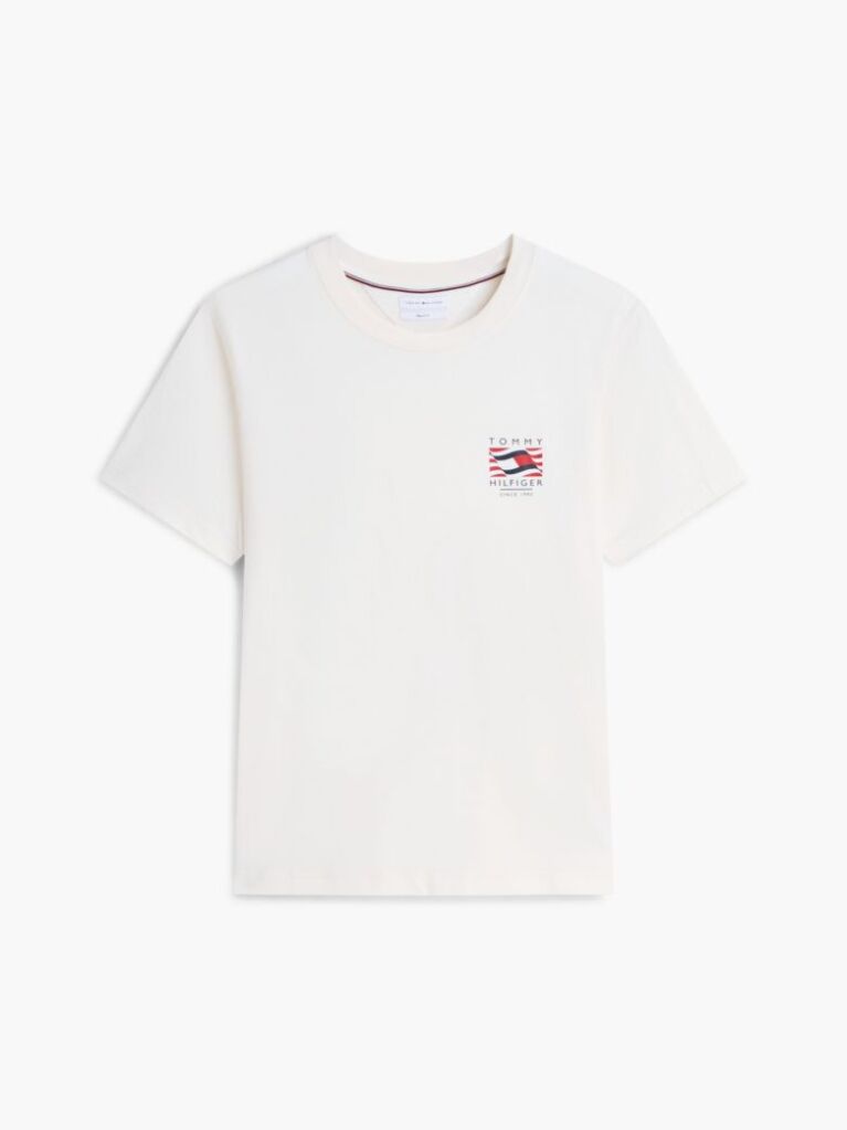 Beige Wavy Flag T-Shirt  Men