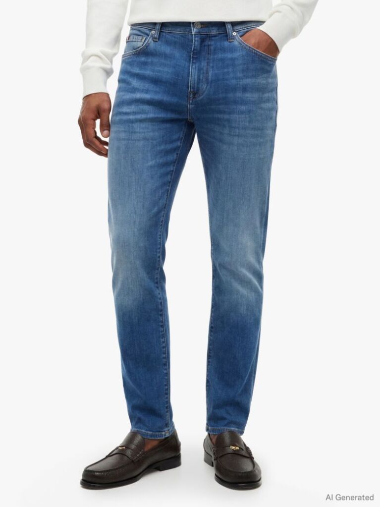Blue Bleecker Whiskered Faded Slim Jeans  Men