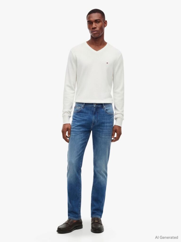 Blue Bleecker Whiskered Faded Slim Jeans  Men
