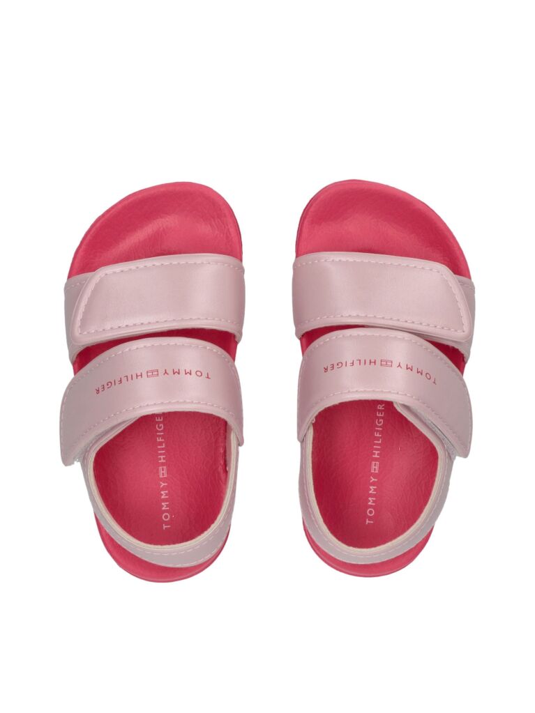 Pink Hook And Loop Sandals  Girls