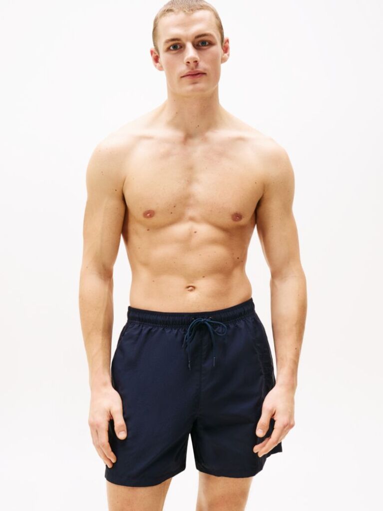 Blue Signature Logo Mid Length Swim Shorts  Men