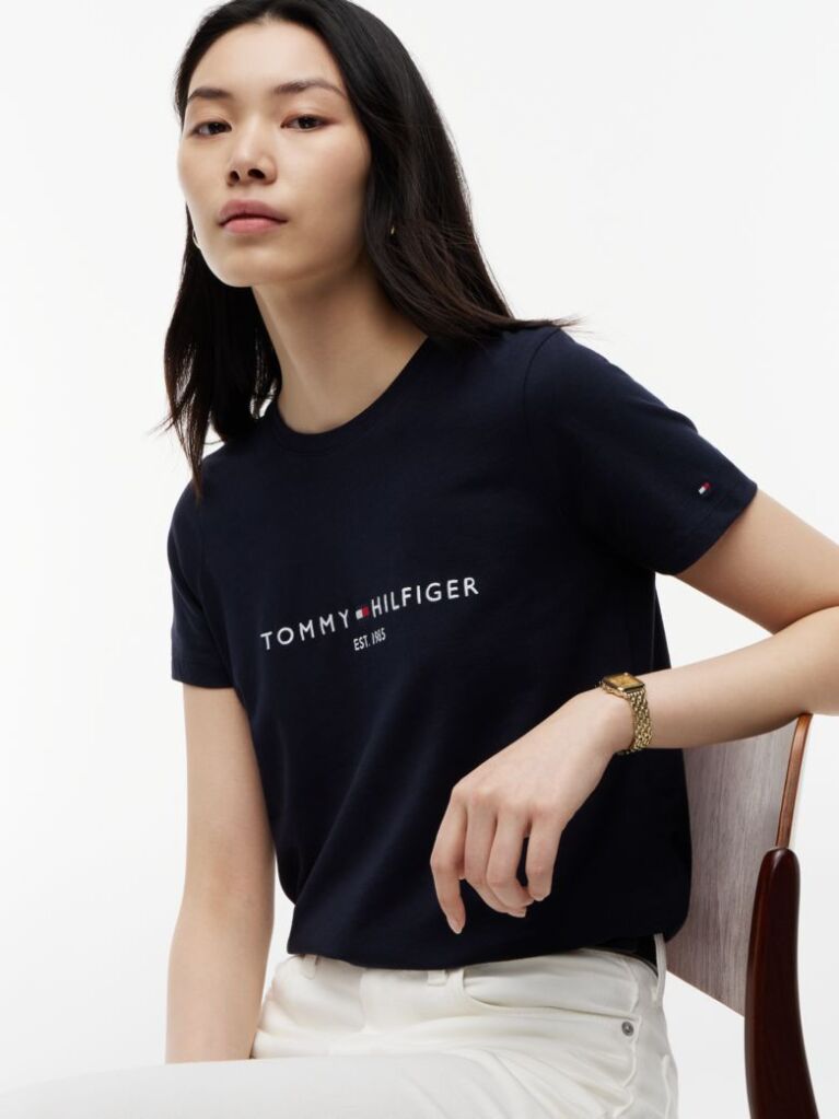 Blue ORGANIC COTTON T-SHIRT AND LOGO  Women