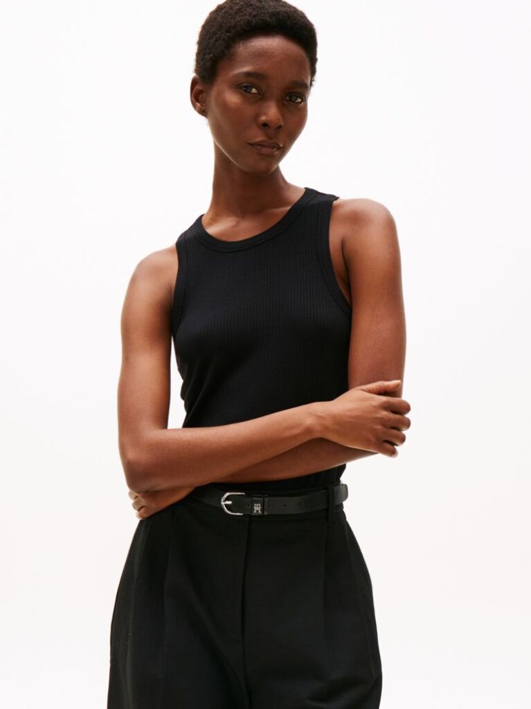 Black RIB TANK TOP SLIM  Women