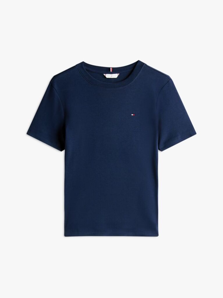 Blue Flag Embroidery Ribbed Slim T-Shirt  Women