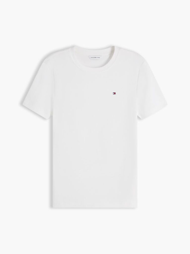 White Flag Embroidery Ribbed Slim T-Shirt  Women