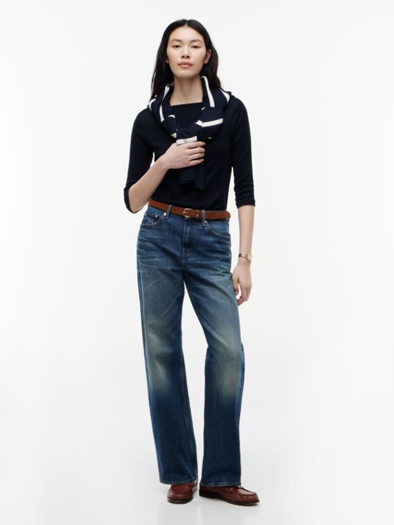 Blue Boat Neck Slim Fit T-Shirt  Women