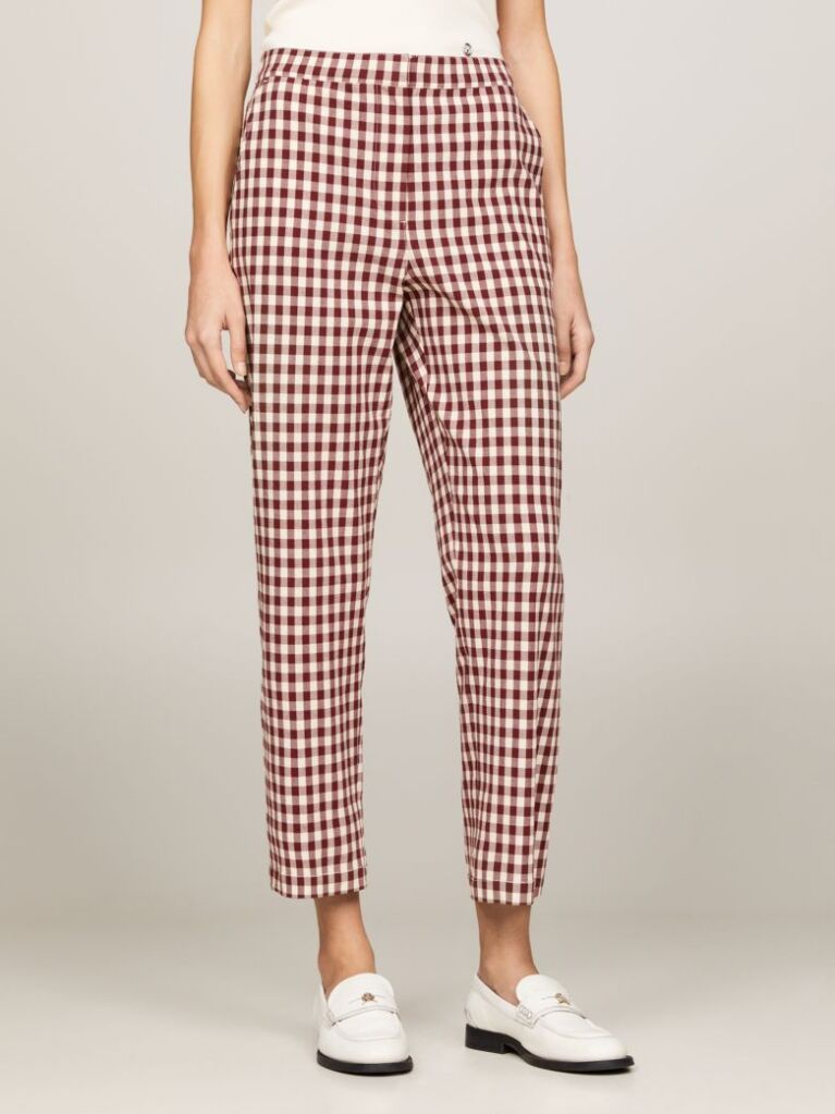 Multi Gingham Slim Fit Straight Trousers  Women