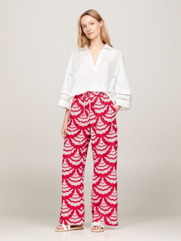 Multi Print Relaxed Wide Leg Trousers  Women