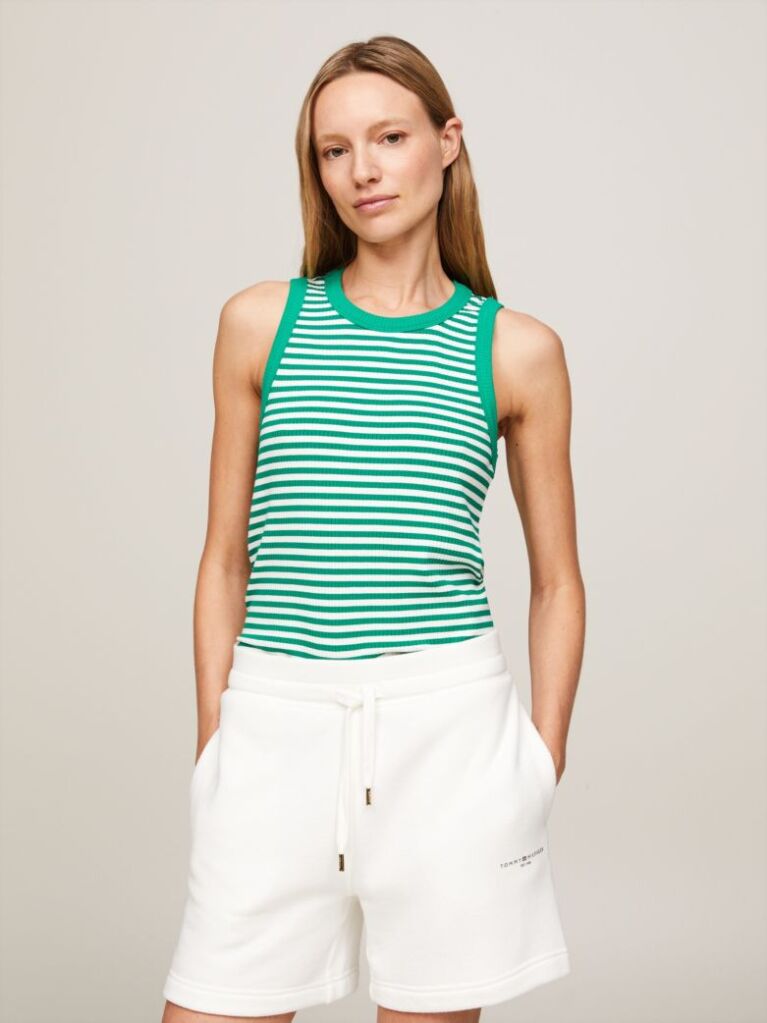 Multi Stripe Rib Slim Tank Top  Women