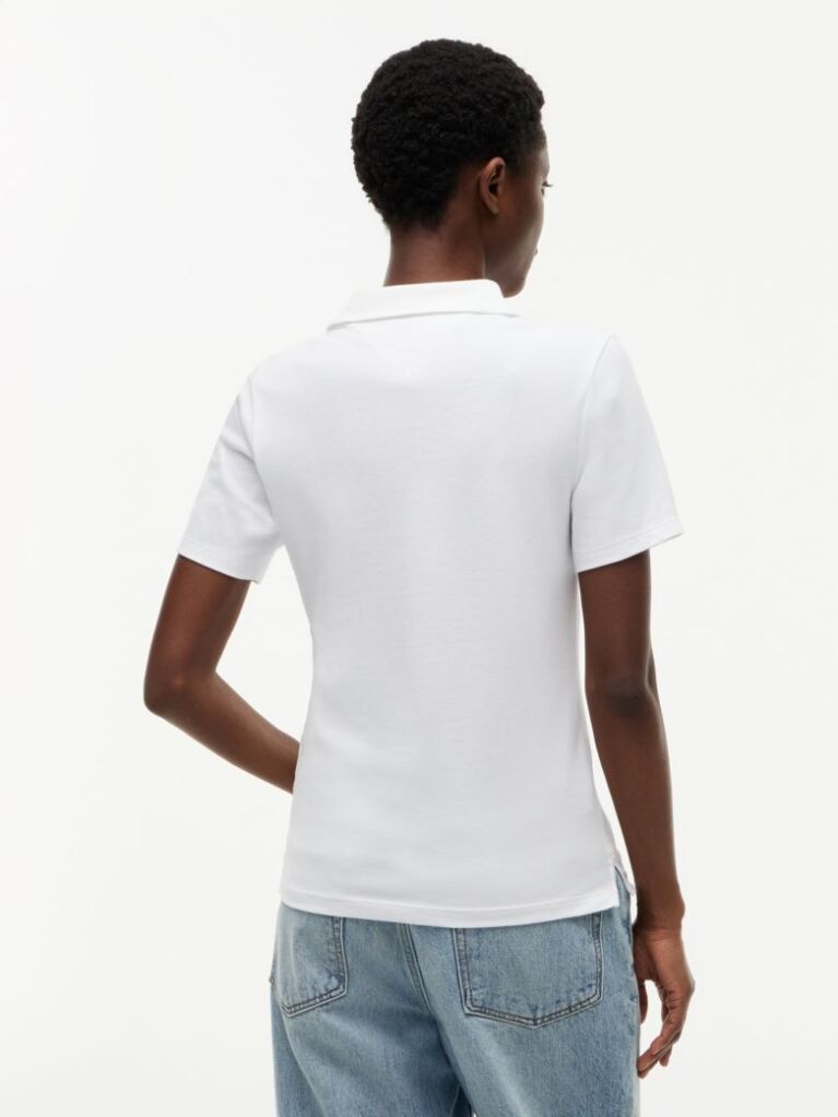 White 1985 Slim Pique Polo  Women