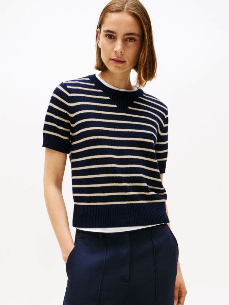 Multi Short Sleeve Crew Neck Jumper  Women