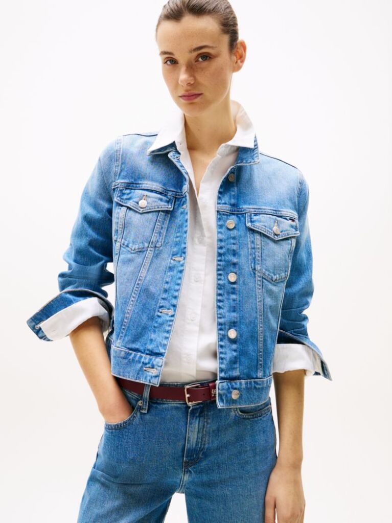 Blue Faded Slim Denim Jacket  Women