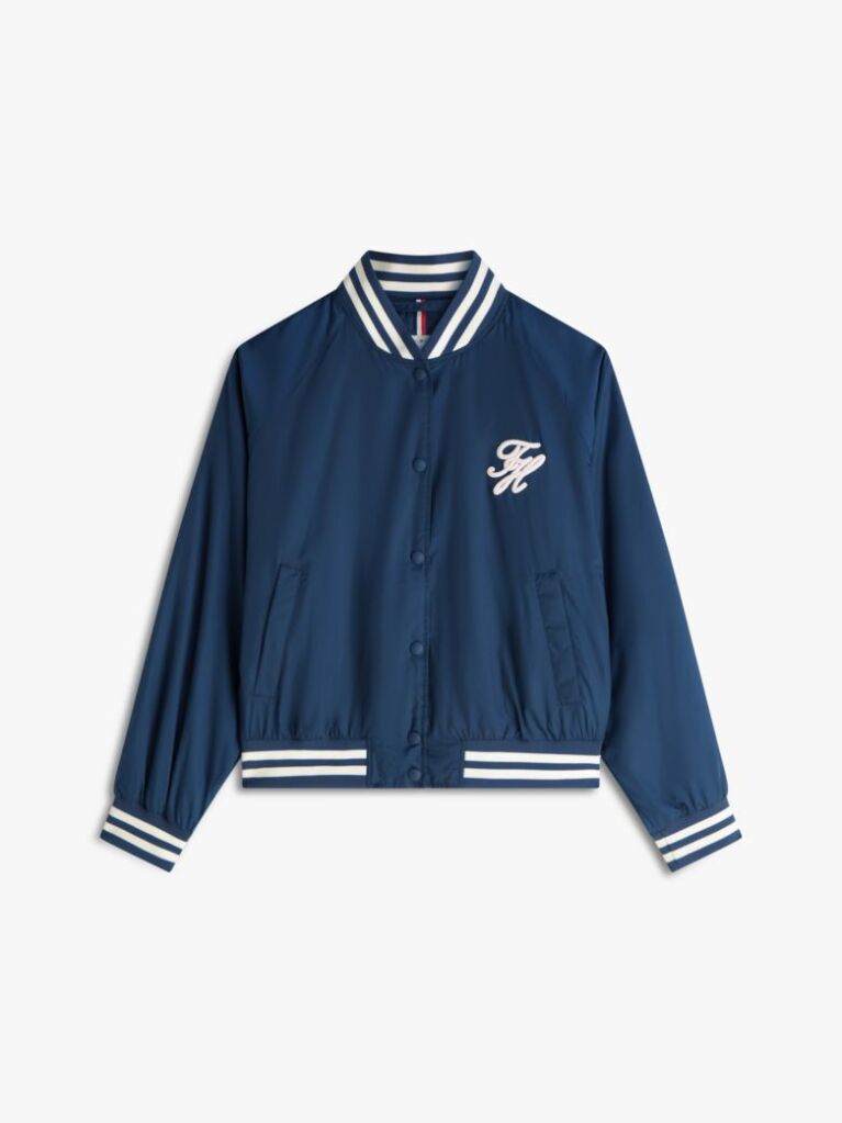 Blue Logo Appliqué Water Repellent Bomber Jacket  Women