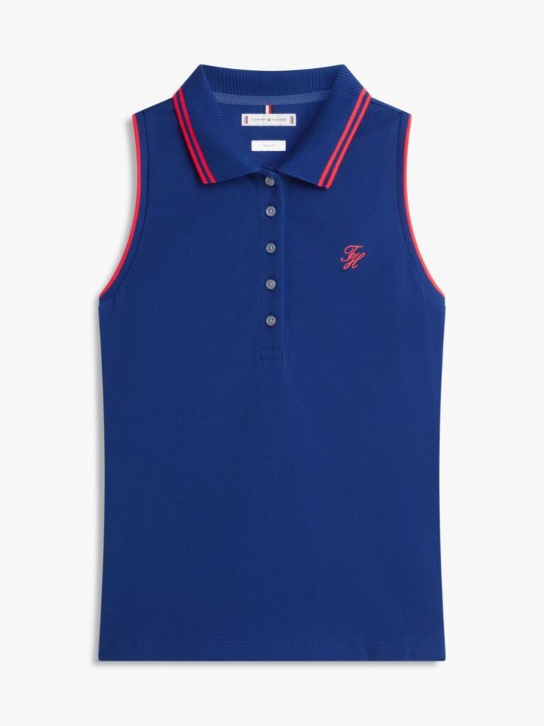 Blue 1985 Slim Fit Pique Sleeveless Polo Shirt  Women