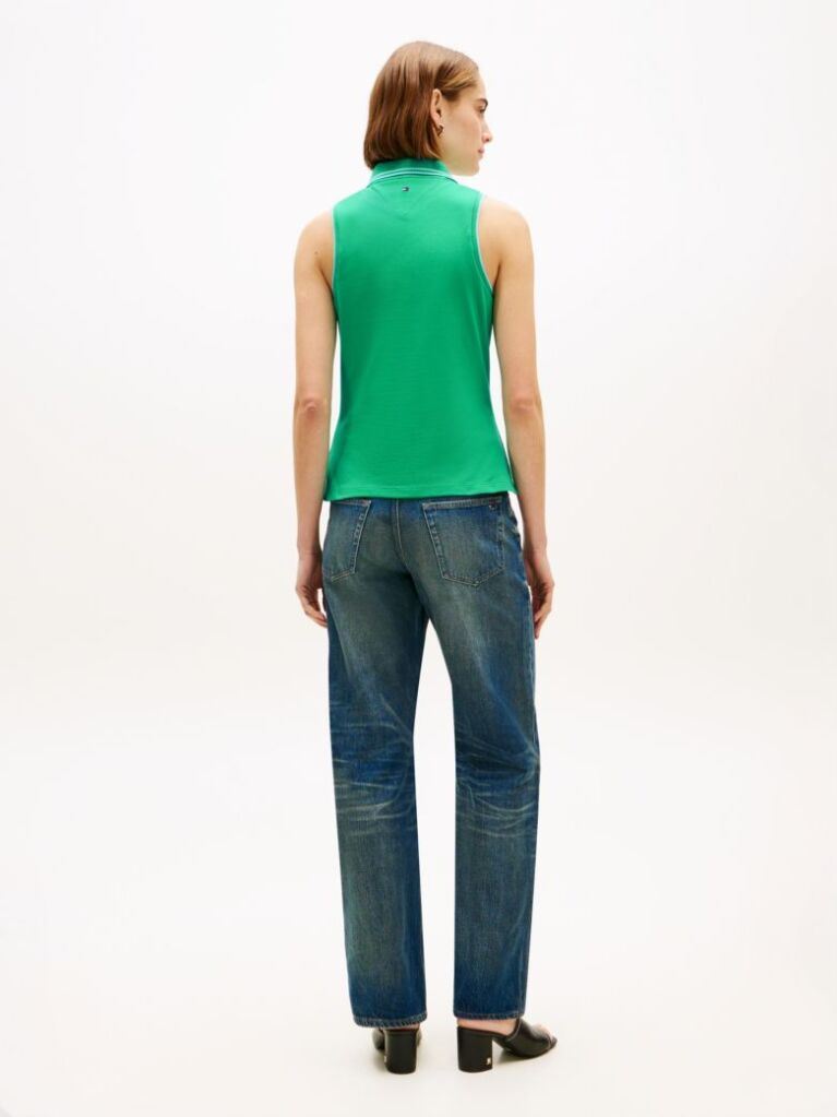 Green 1985 Slim Fit Pique Sleeveless Polo Shirt  Women