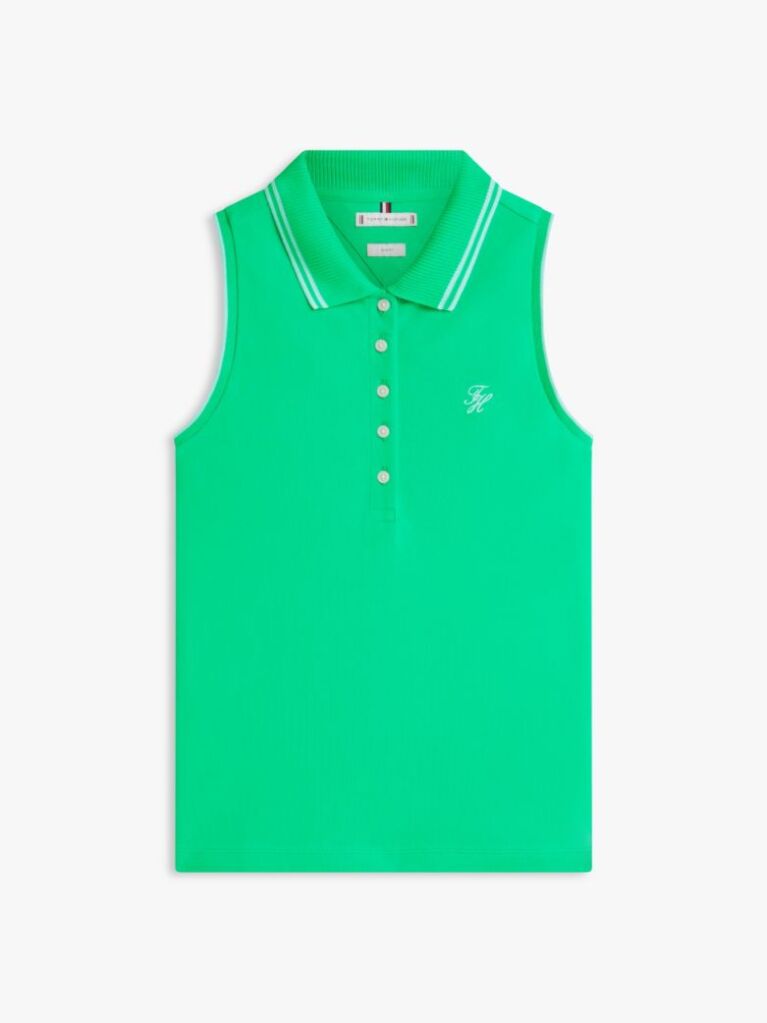 Green 1985 Slim Fit Pique Sleeveless Polo Shirt  Women
