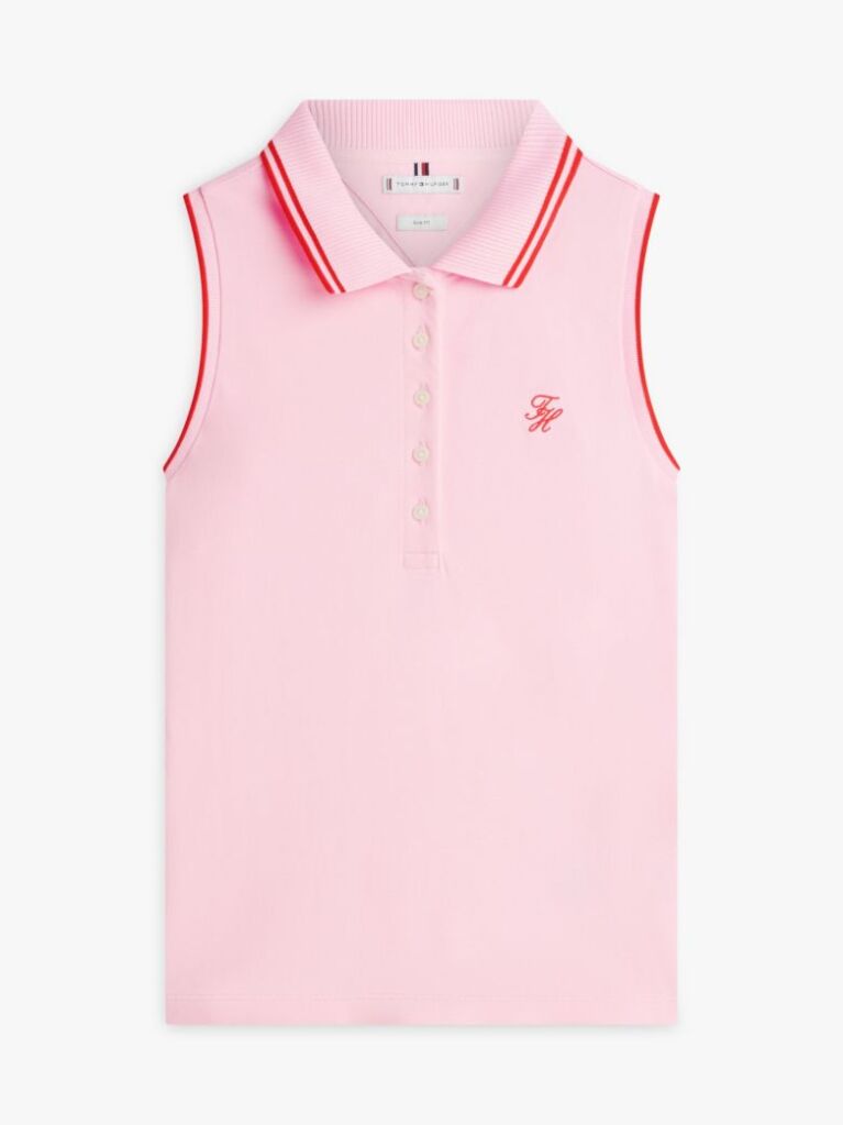 Pink 1985 Slim Fit Pique Sleeveless Polo Shirt  Women