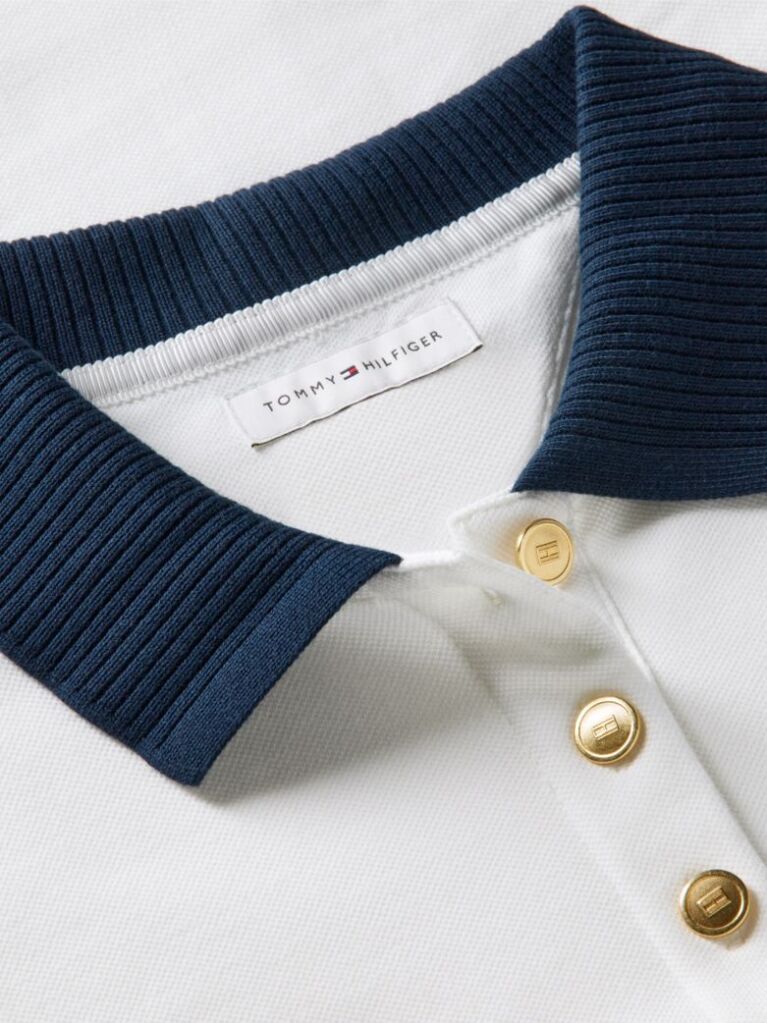 White Regular Fit Gold-Tone Button Polo Shirt  Women